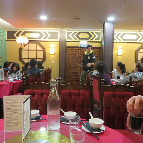 Karl Stoelzel - Germany (right) Charlie Geng - China giving a speech.
