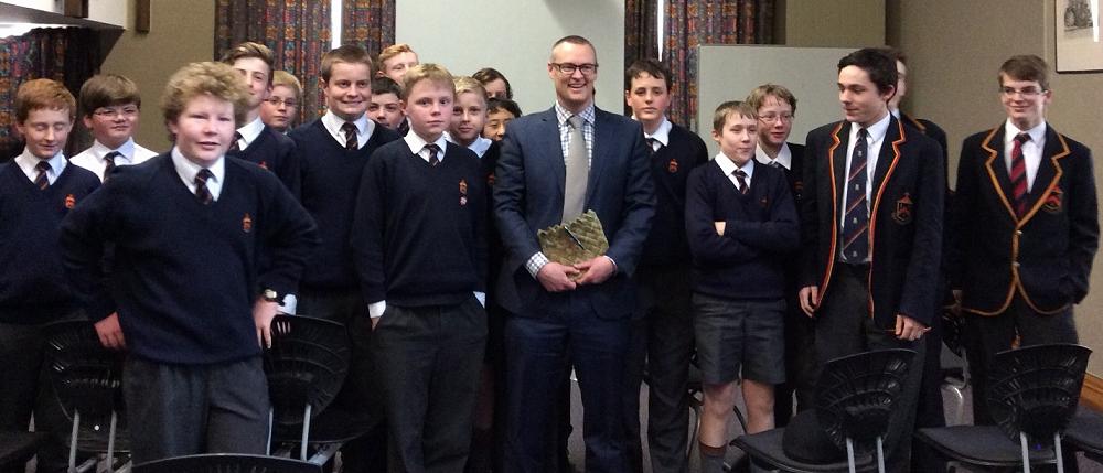 John McGlashan students with David Clark during a recent visit