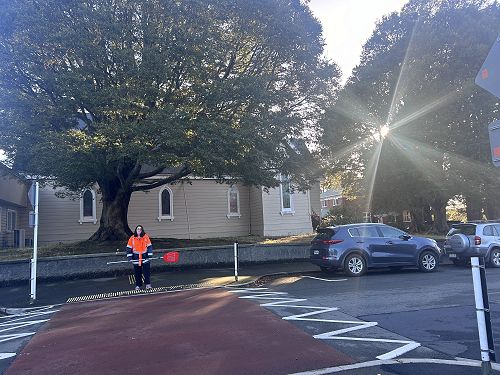 Suzanne - one of our newest road patrollers enjoying the Autumn sunshine