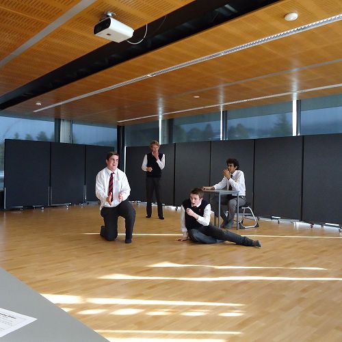 JMC Improv team during "Sit, Stand, Kneel, Lie" game
