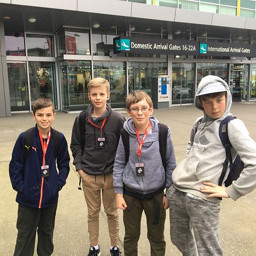 Special delivery - the year years arrive at the airport, looking surprisingly fresh faced&nbsp;after four days at camp.