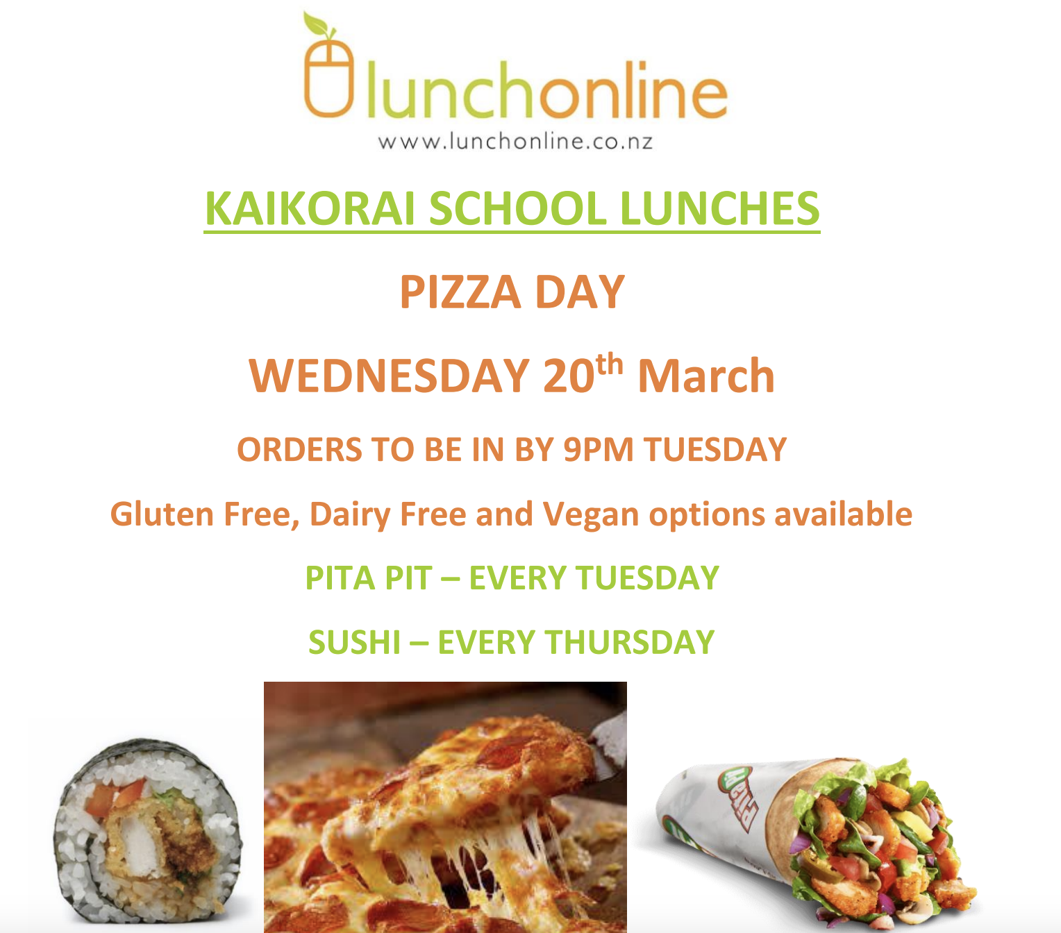 Pizza lunch - orders closing on Tuesday🍕