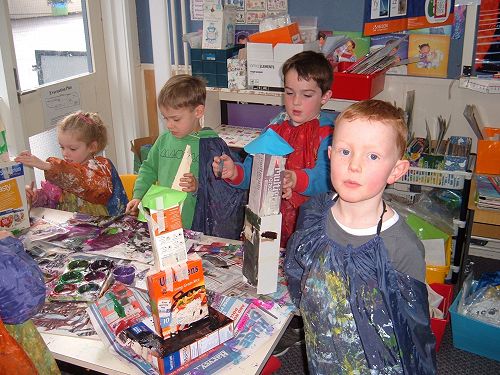 Making and creating and painting rockets.