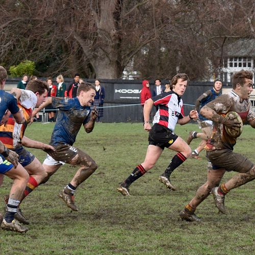 First XV captain and deputy head boy Rory Ferguson bolts for his 4th try