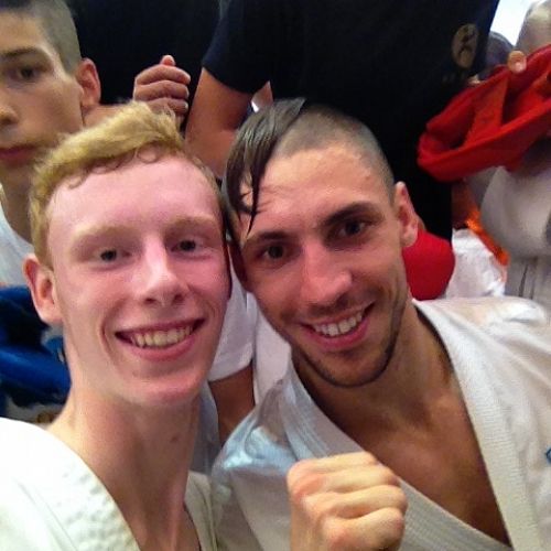 Riley Hall with Stanislav Horuna (current world champion)