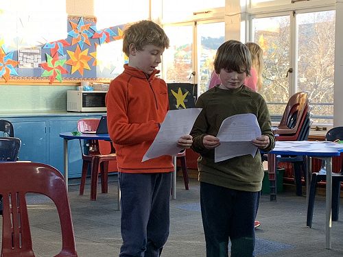 Joseph and Noah present their matariki play