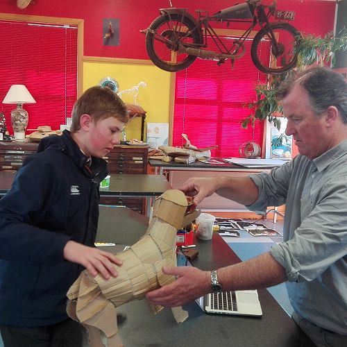 Mr Jones helps with year 10 sculpture