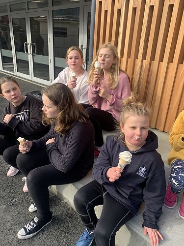 Lil, Mackenzie, Lotte, Madison and Florence enjoy their Mr. Whippy ice cream!