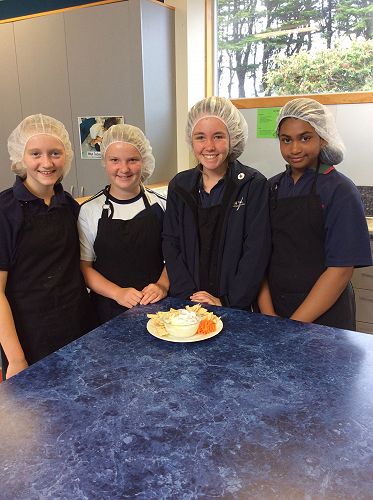 Year 8 students present their 'Snack Attack' platter.