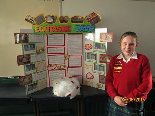 Jessica Williamson, Yr 8, Rm 14 with her finished Science fair board.