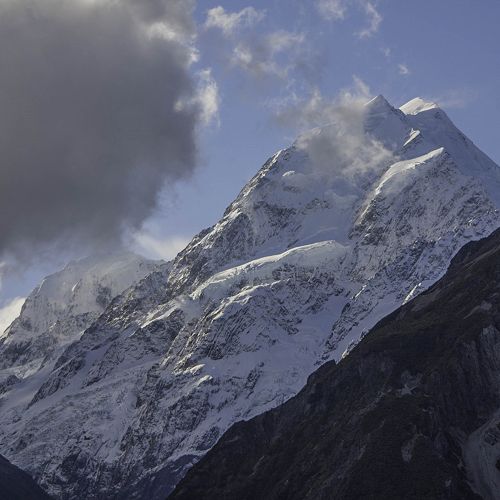 Aoraki Mt Cook in early dusk.