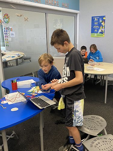 Exploring with Makey Makey kits.