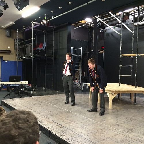 Harrison Lawrence and Alfred Richardson battle it out on stage in the JMC Theatresports team