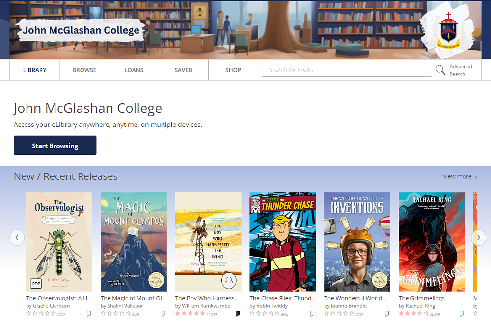 A screenshot of our ePlatform digital library.