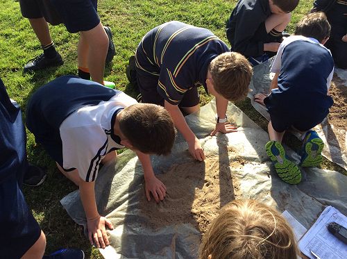 I think I've found something! Tahuna students check core samples from the field.