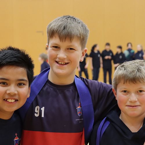 Isaac, Cooper, Lewis at Columba with the Year 7/8s