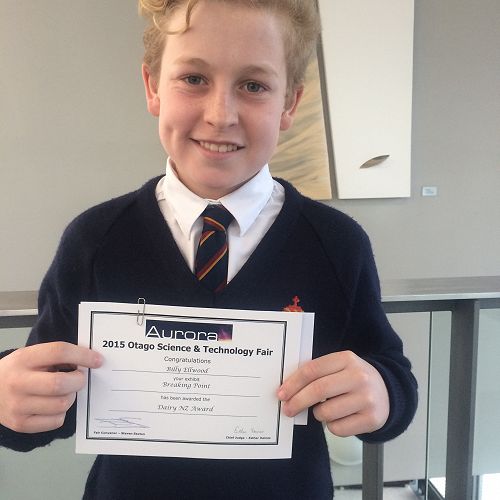 Billy Ellwood at Otago Science Fair Prize-giving