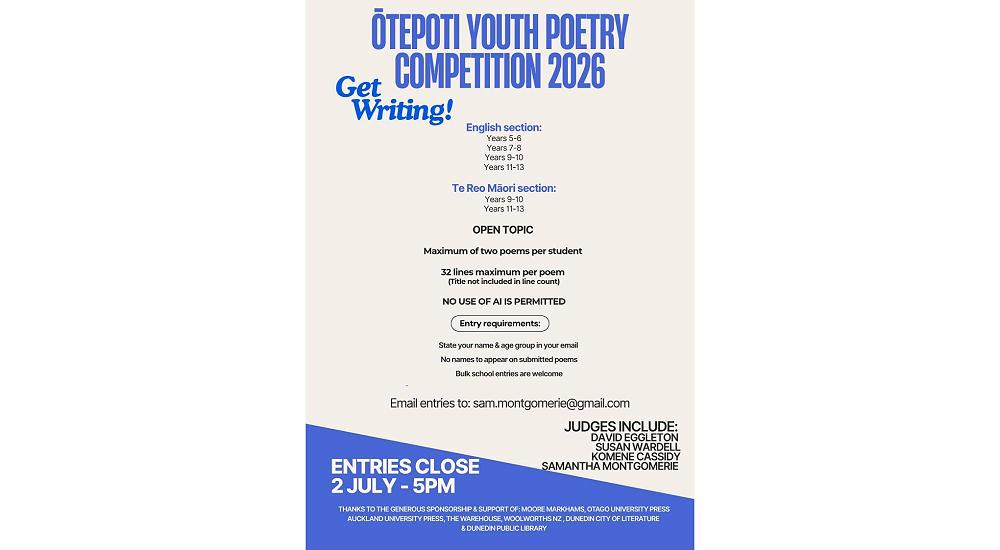 Ōtepoti Youth Poetry Competition 2026