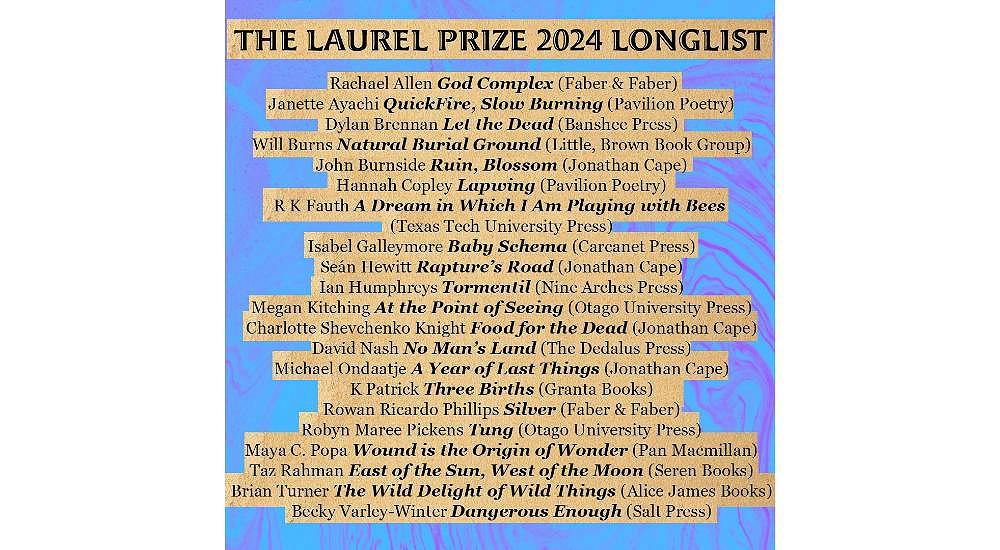 Two wonderful Ōtepoti poets longlisted for the The Laurel Prize 2024!
