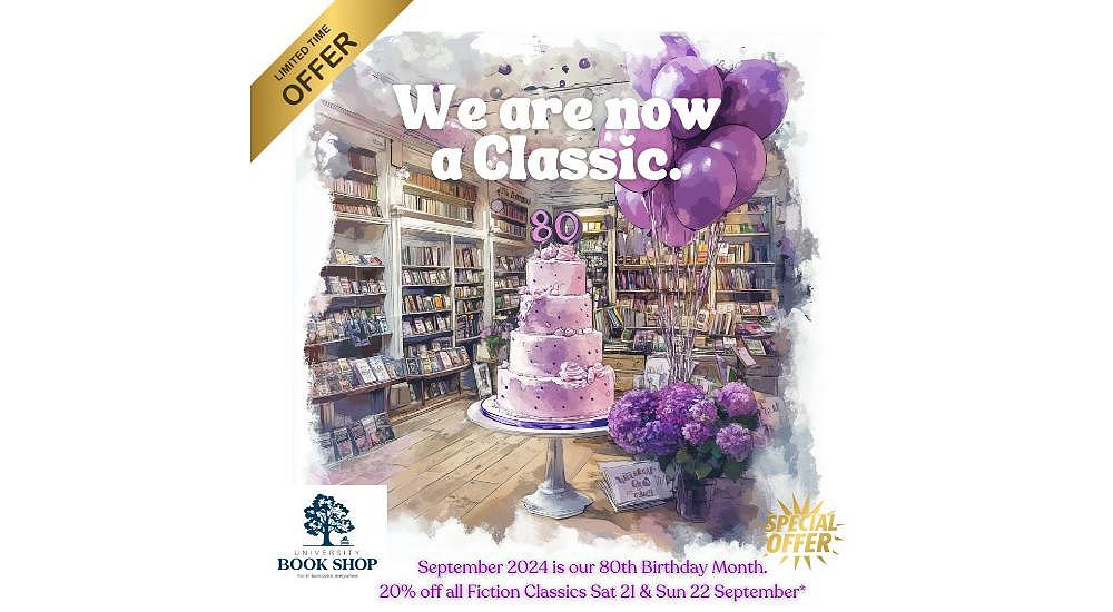 20% off store wide on Saturday 21 and Sunday 22 September at University Book Shop Otago.