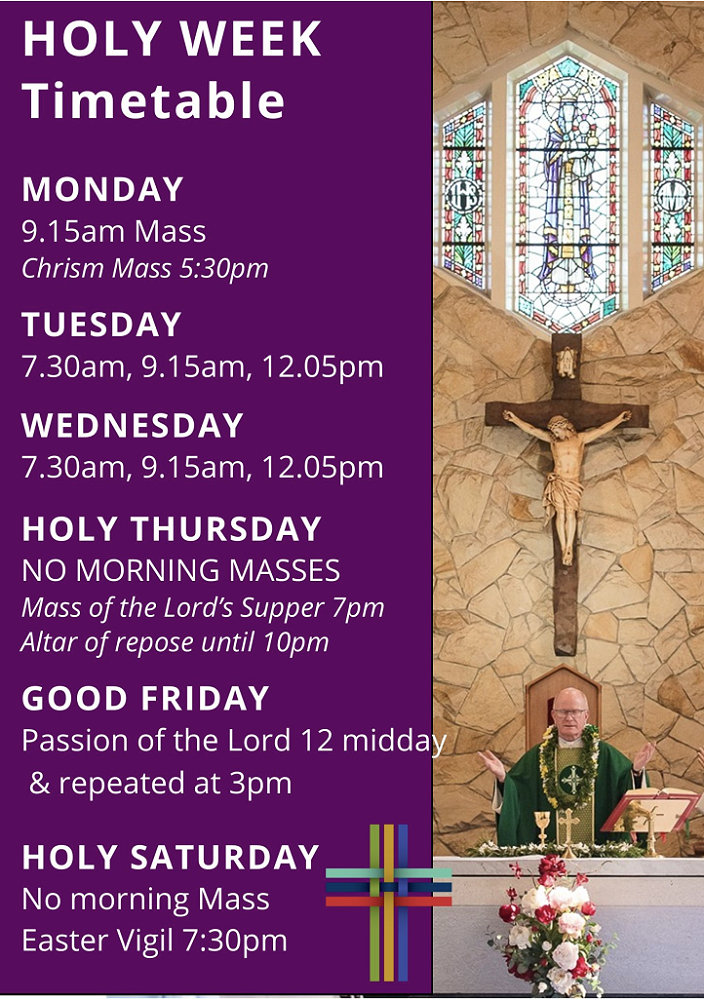 Holy Week Mass Times — End of Term 1 2026