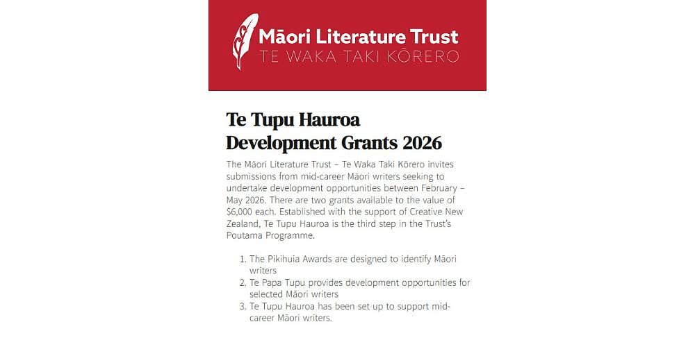Te Tupu Hauroa Development Grants 2026