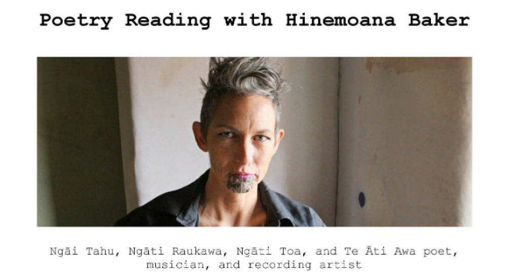 Poetry Reading with Hinemoana Baker - Monday 7 October