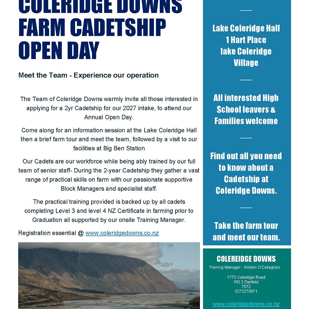 Coleridge Downs Open Day and Cadetship