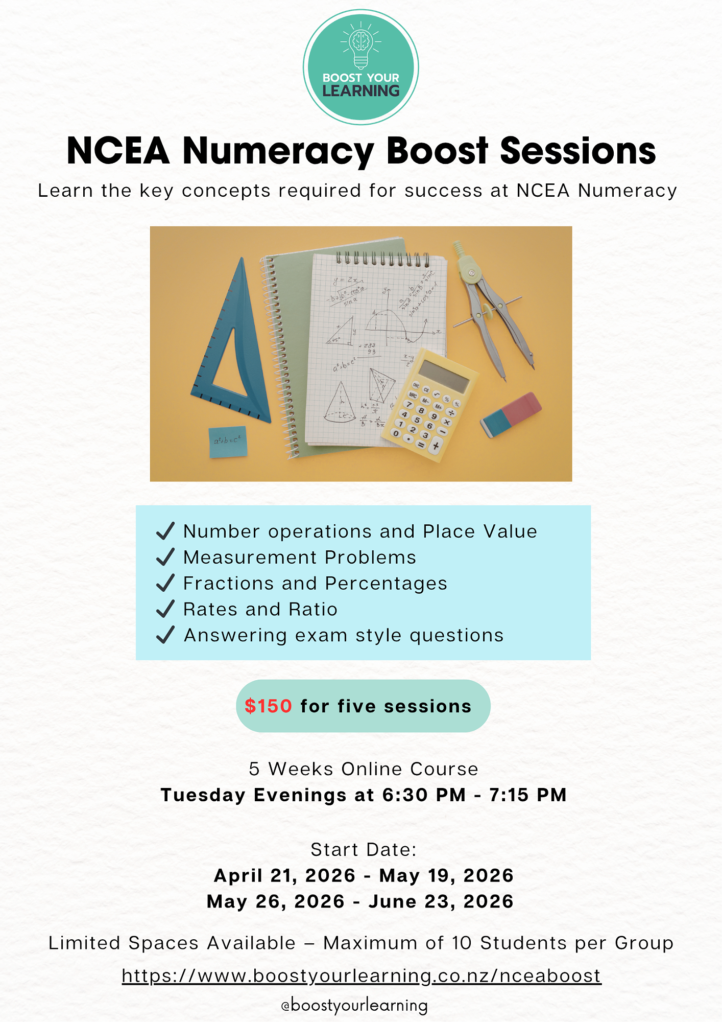 NCEA Numeracy Boost Sessions — Newsweek 12th June 2026