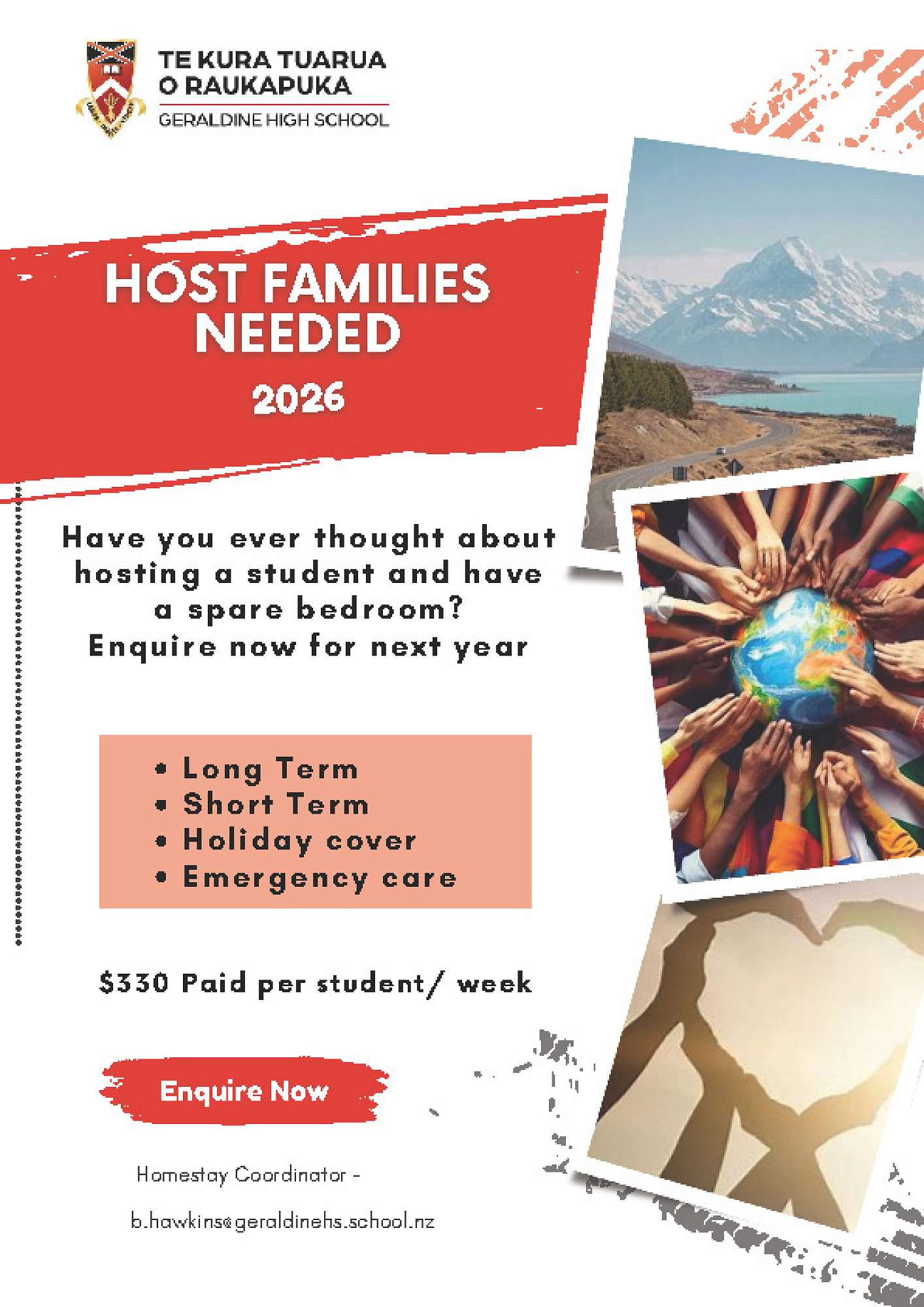 Homestay Opportunities — End of Term Three Panui