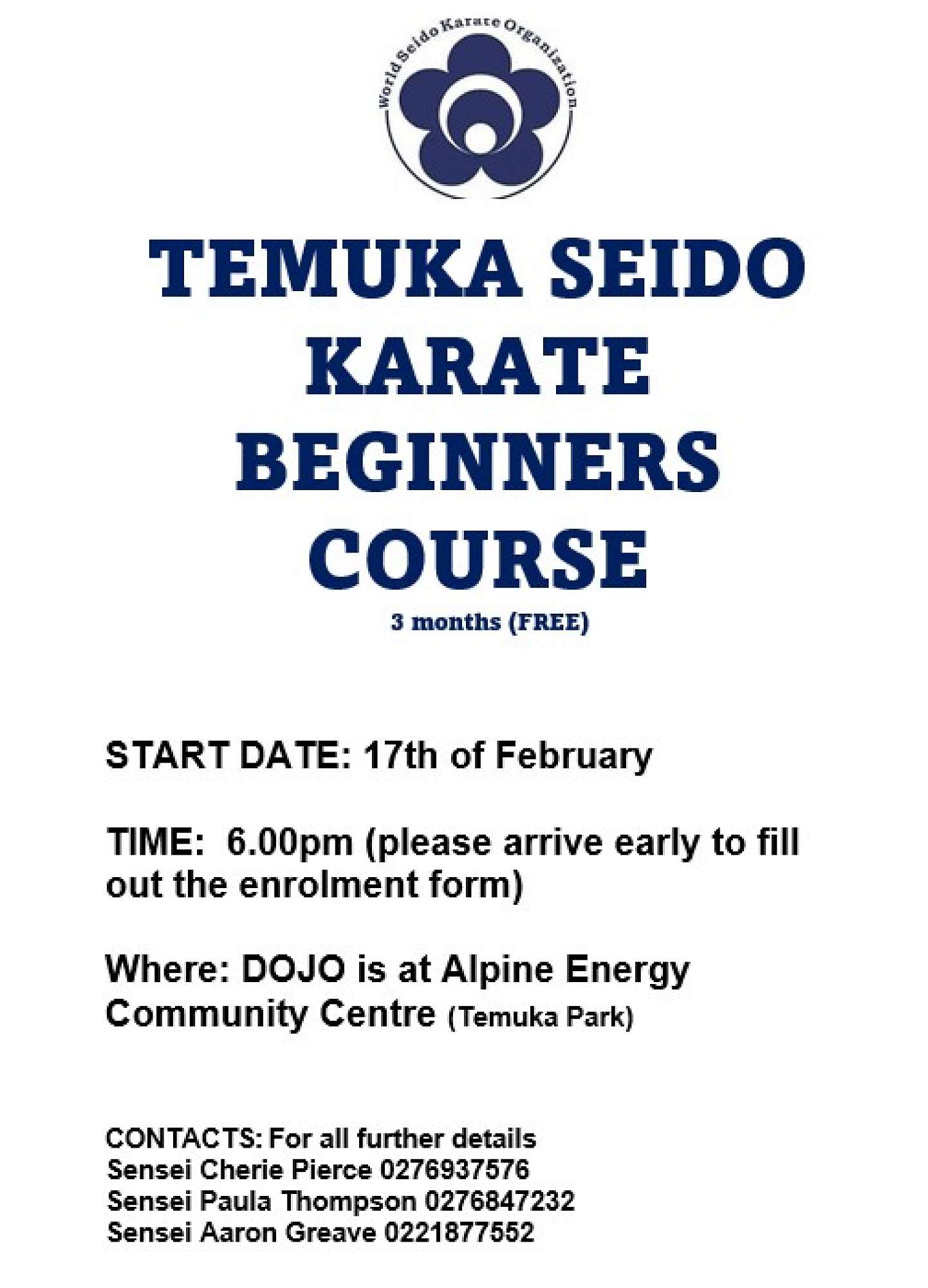 Temuka Seido Karate Beginners Course