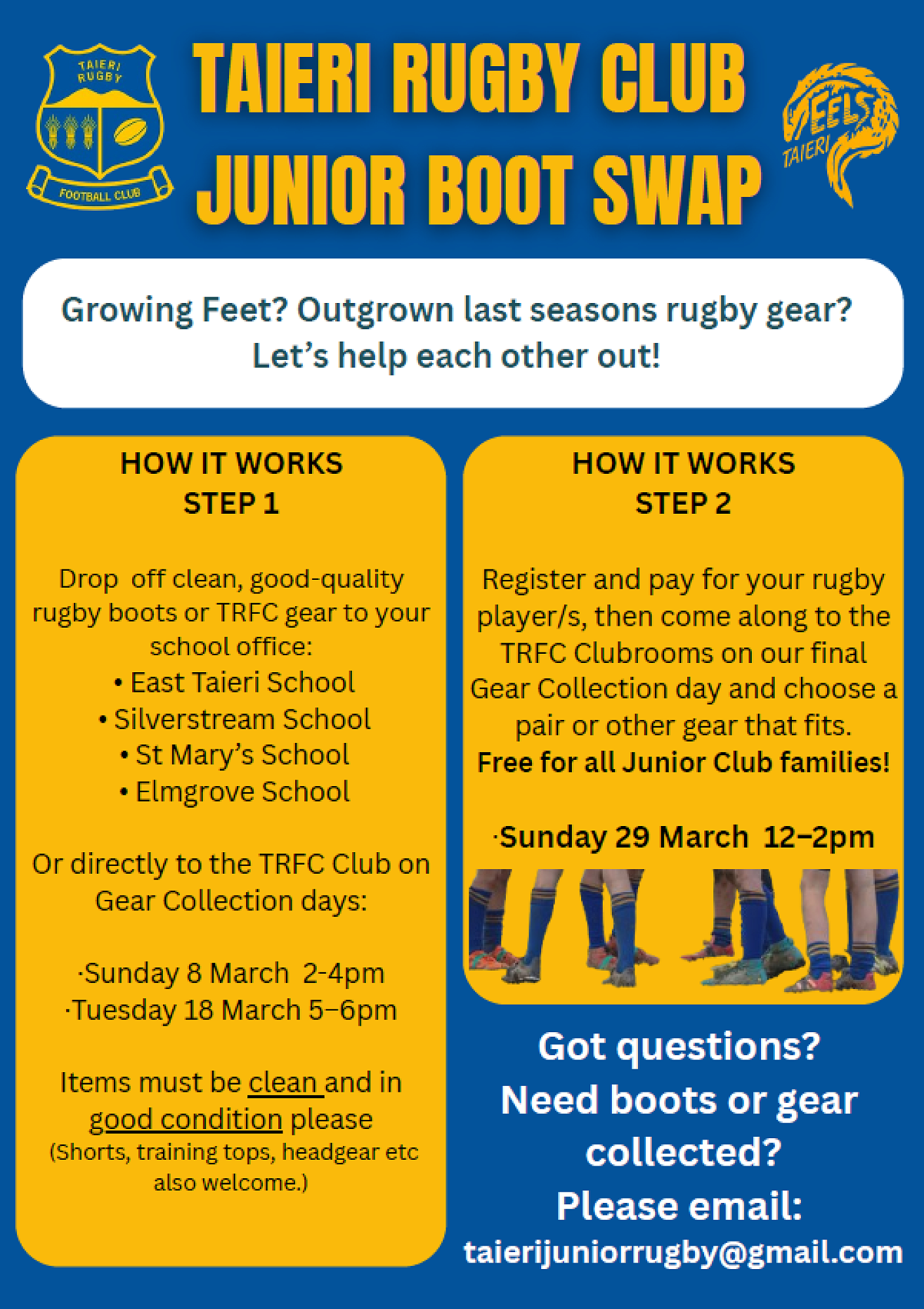 TAIERI RUGBY CLUB JUNIOR BOOT SWAP — EAST TAIERI SCHOOL NEWSLETTER - 16 ...