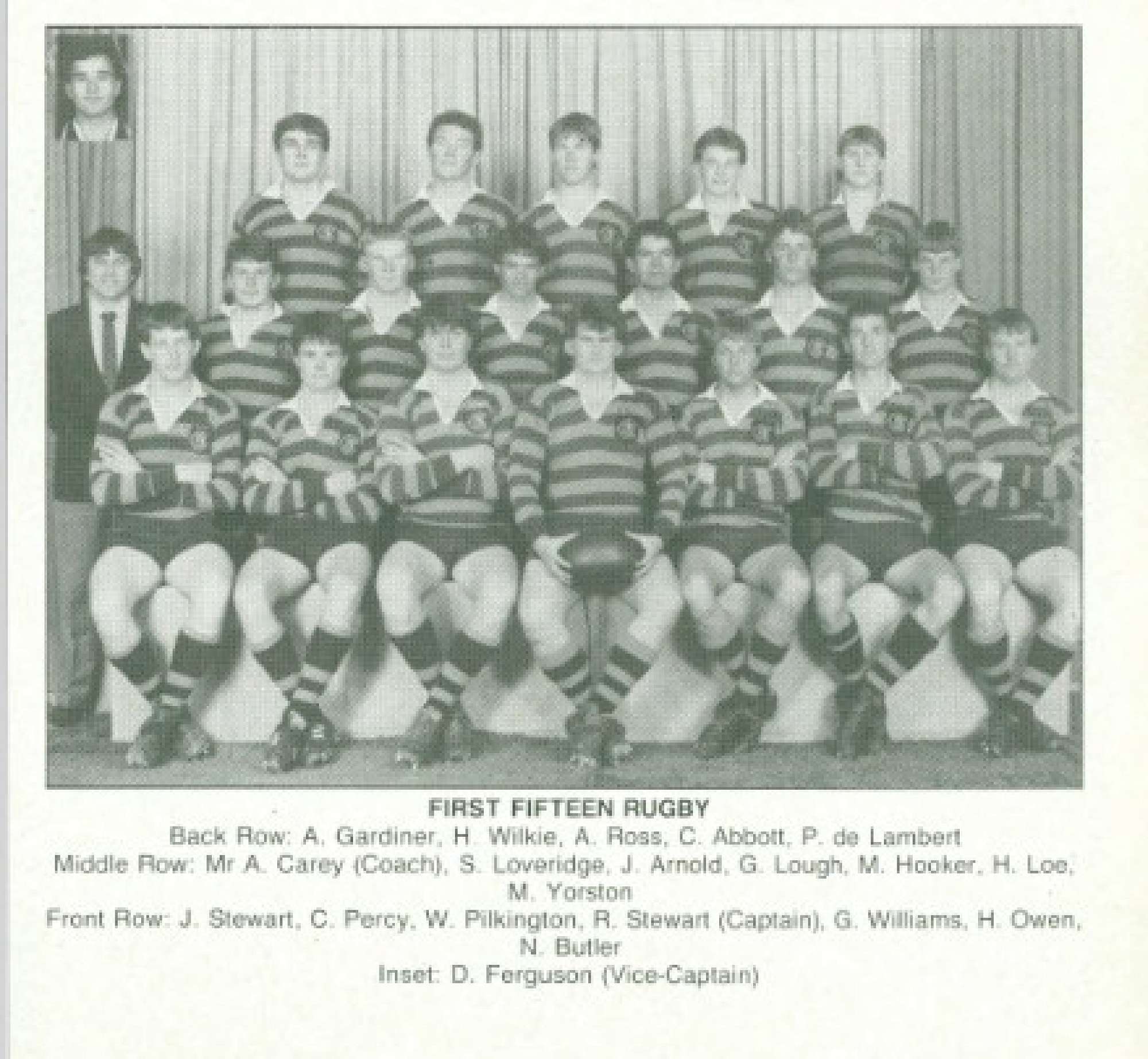 The CBHS 1986 1st XV — STRAVEN ROAD, Week 7, Term 2