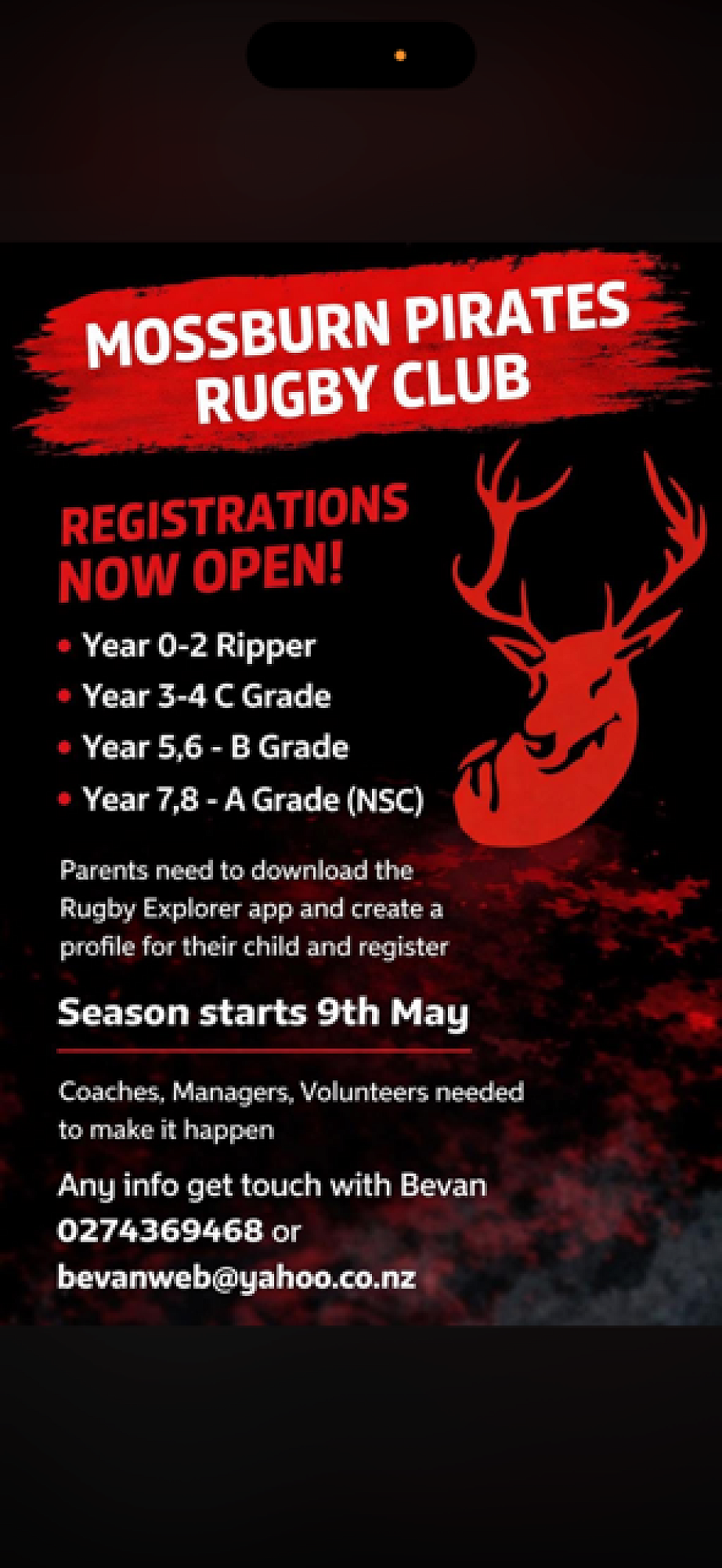Mossburn Rugby Registrations