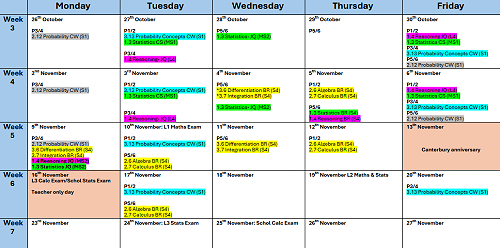 Math NCEA Exam Tutorial Timetable 2026