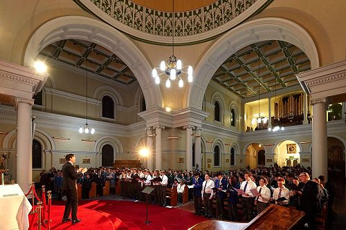 All the choirs performing one of the massed items at the Gala Concert in the Sacred Heart Basilica