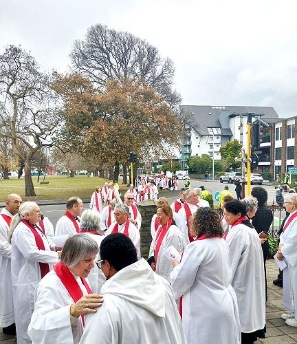 Our clergy from three Tikanga partners of our Anglican Church walking in unity before the ordination and installation of Bishop-elect Susan Wallace.