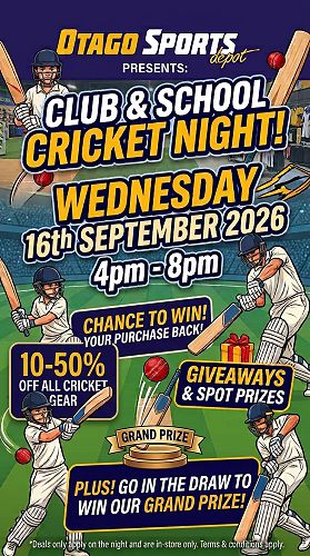 Otago Sports Depot Club &amp; School Cricket Night!