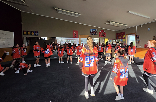Our hip hoppers warming up before their performance.