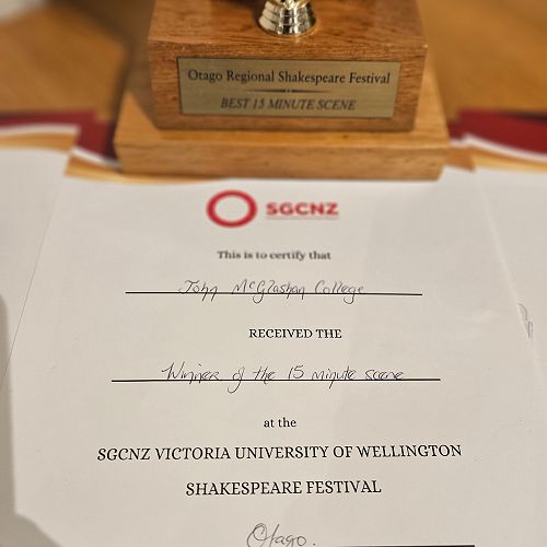 Winners, Best 15 Minute Scene - SGCNZ VUoW Otago Regional Shakespeare Festival 2025