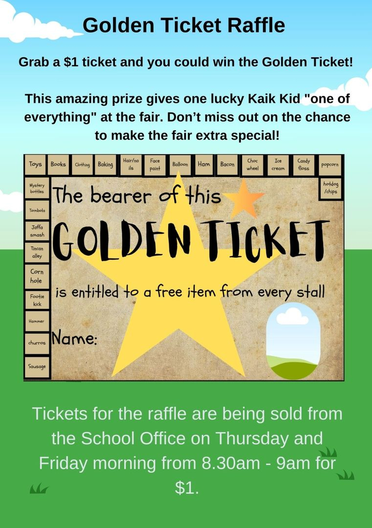 Golden ticket raffle and main raffle