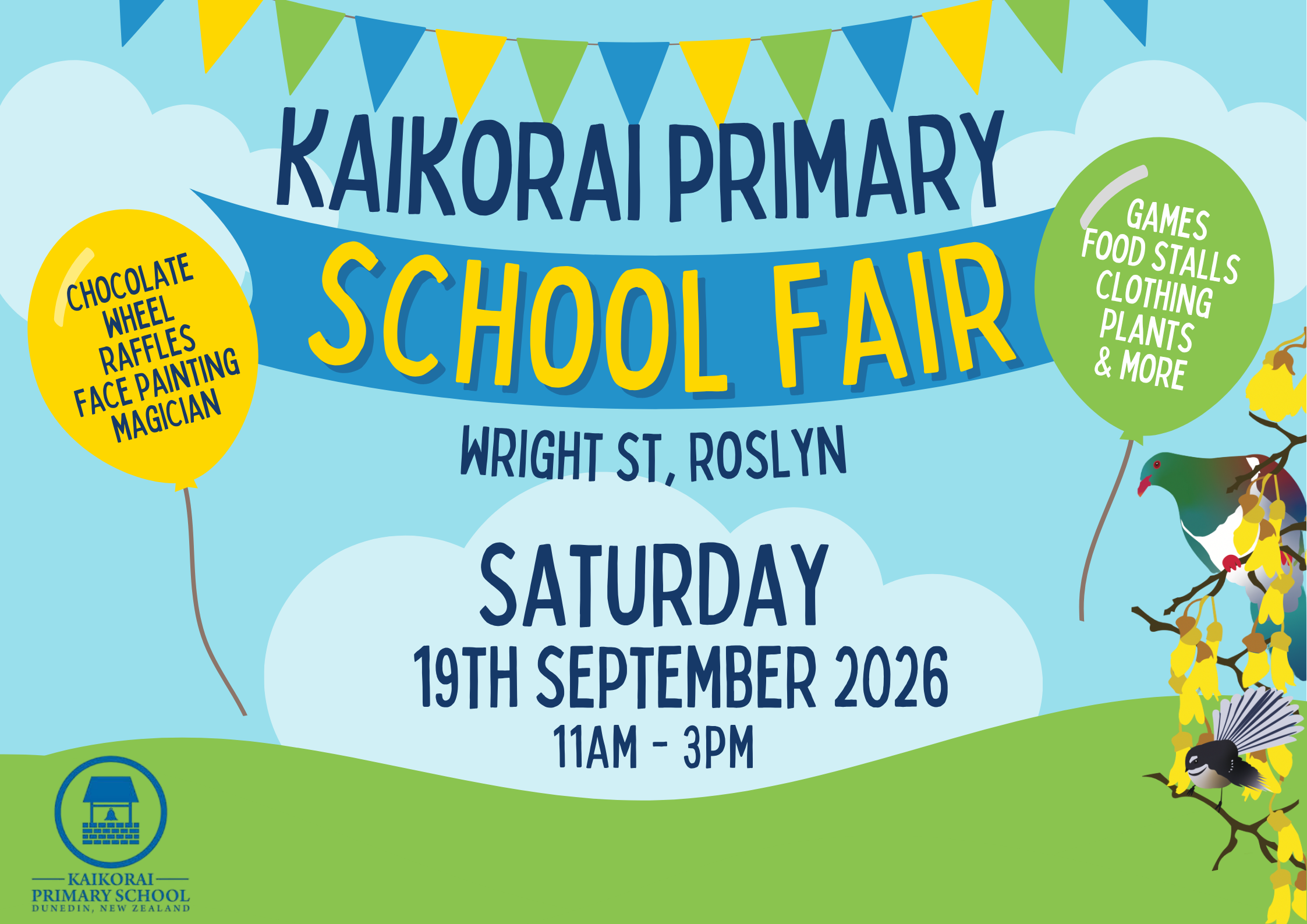 Kaikorai Primary School Fair: Saturday, September 19th 2026