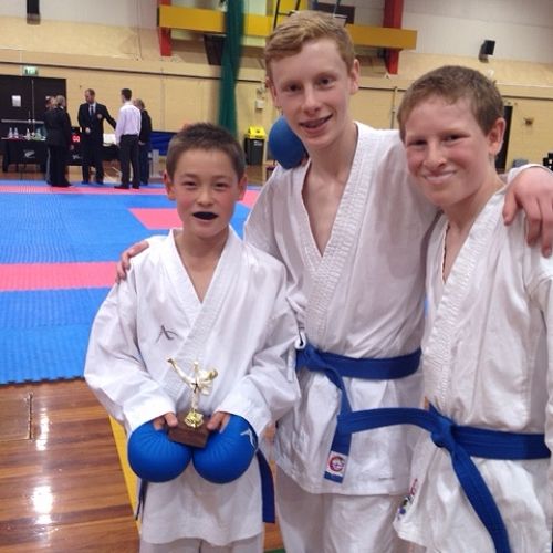 Riley and Keegan Hall won the boys 10-13 team kumite event at the Canterbury/Westland regional karate championships&nbsp;