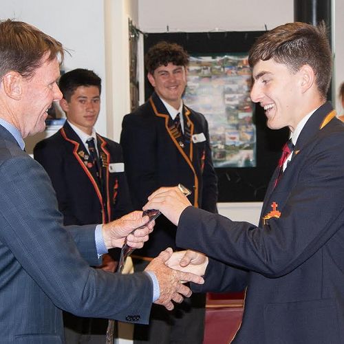 Ned Hancox receiving his Prefects' Tie