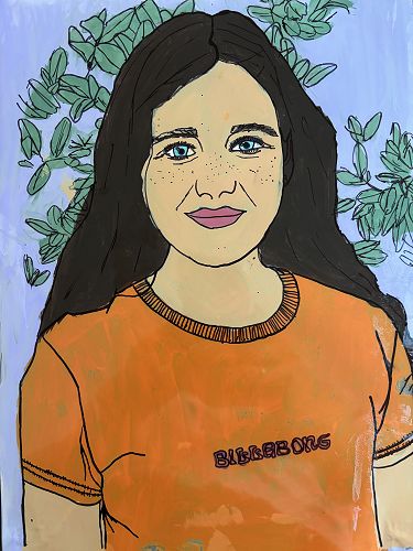 Self-Portraits using paint and laminating sheets.