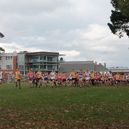 Oli Chignell leads at the start of the Senior Race