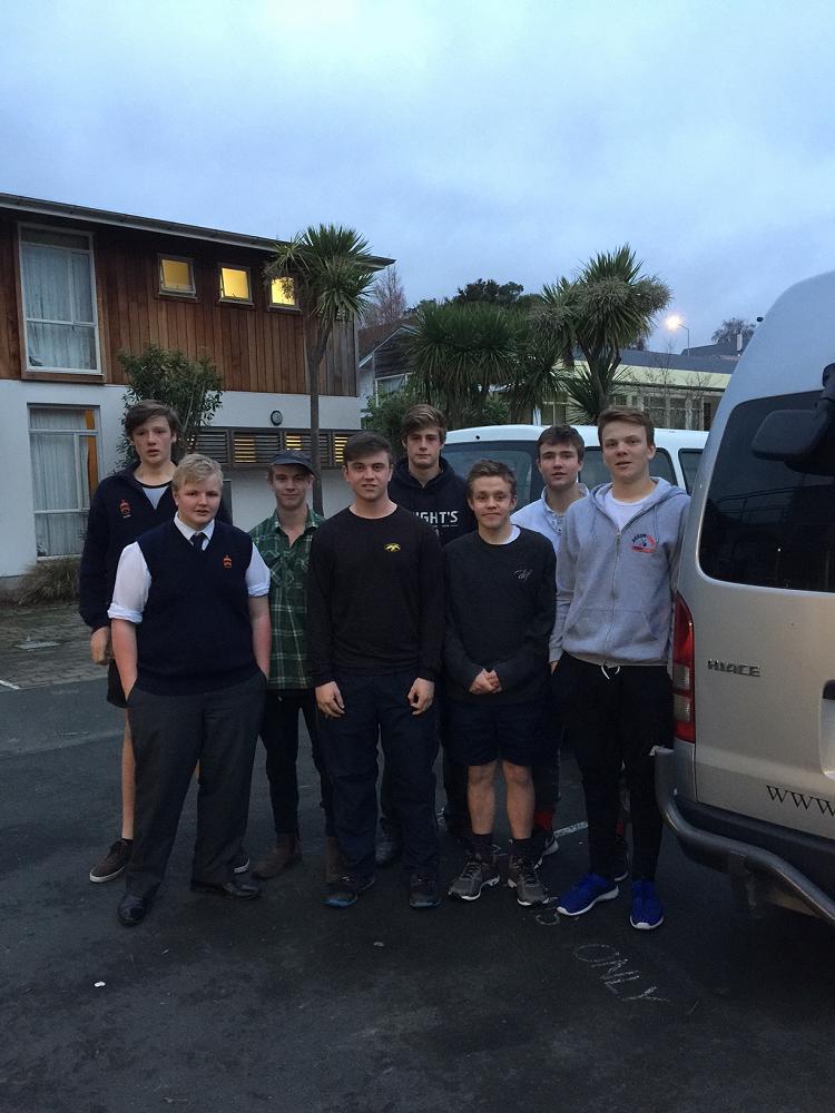Octacan appeal helpers: From left : Front row: Matt McKnight, Tim Booth, Connor Johnstone, Josh Bijl, back row: Toby Hope, James Preston (wearing cap), George Hope and Ben Wright.