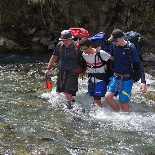 Ian, Lourenco and Oliver crossing the South Temple just before the hut